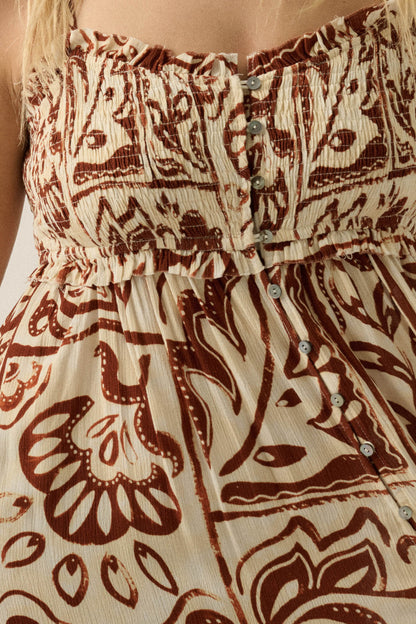 Nomad Life Abstract Floral-Print Button Maxi Dress