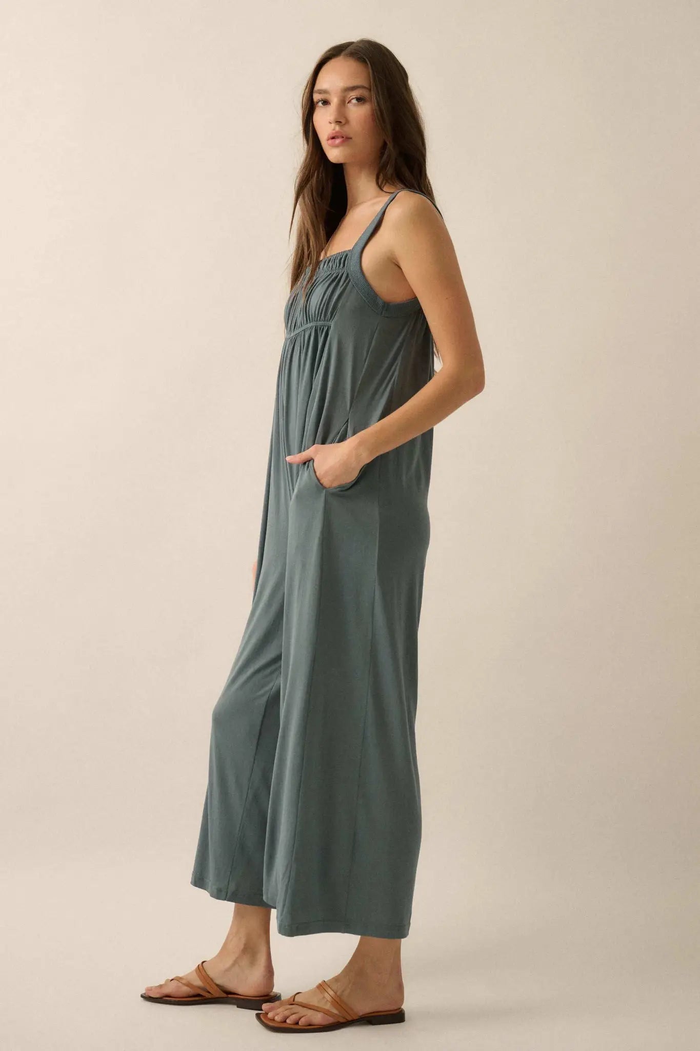 Better Than Ever Gathered Wide-Leg Modal Jumpsuit