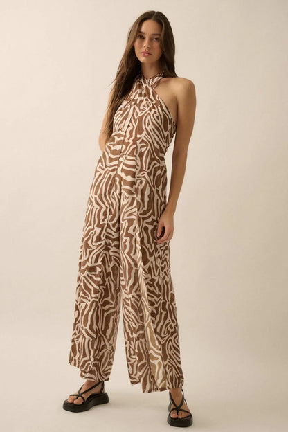 Roaming Soul Abstract Convertible Halter Jumpsuit