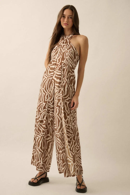 Roaming Soul Abstract Convertible Halter Jumpsuit