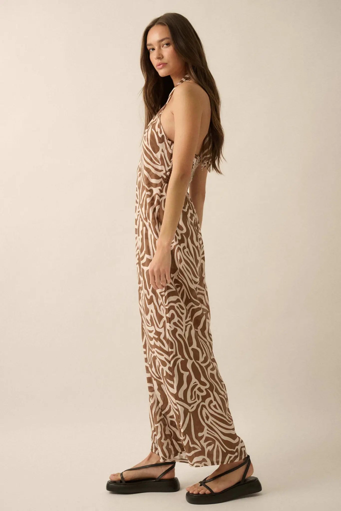 Roaming Soul Abstract Convertible Halter Jumpsuit