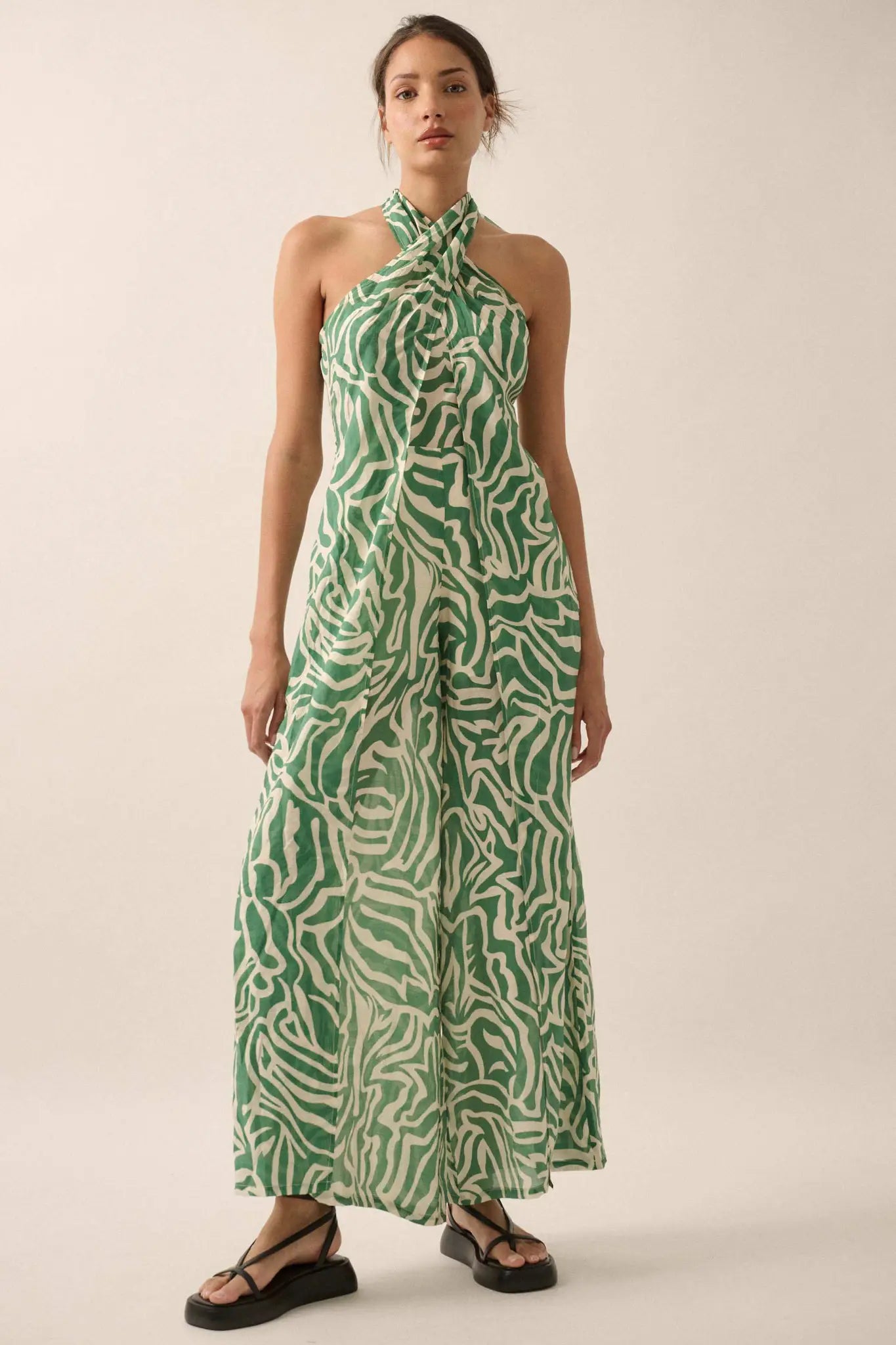 Roaming Soul Abstract Convertible Halter Jumpsuit