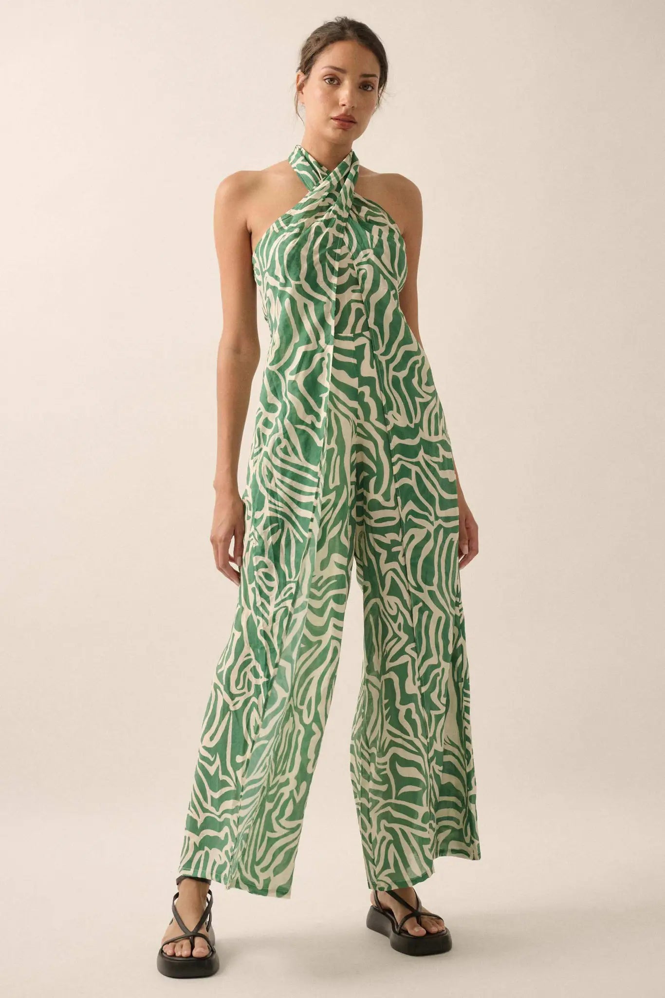 Roaming Soul Abstract Convertible Halter Jumpsuit
