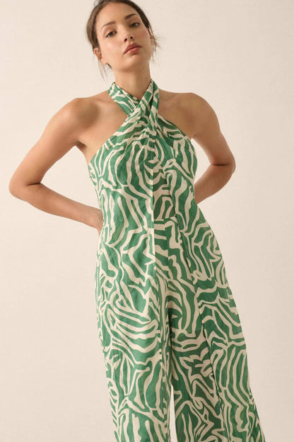 Roaming Soul Abstract Convertible Halter Jumpsuit