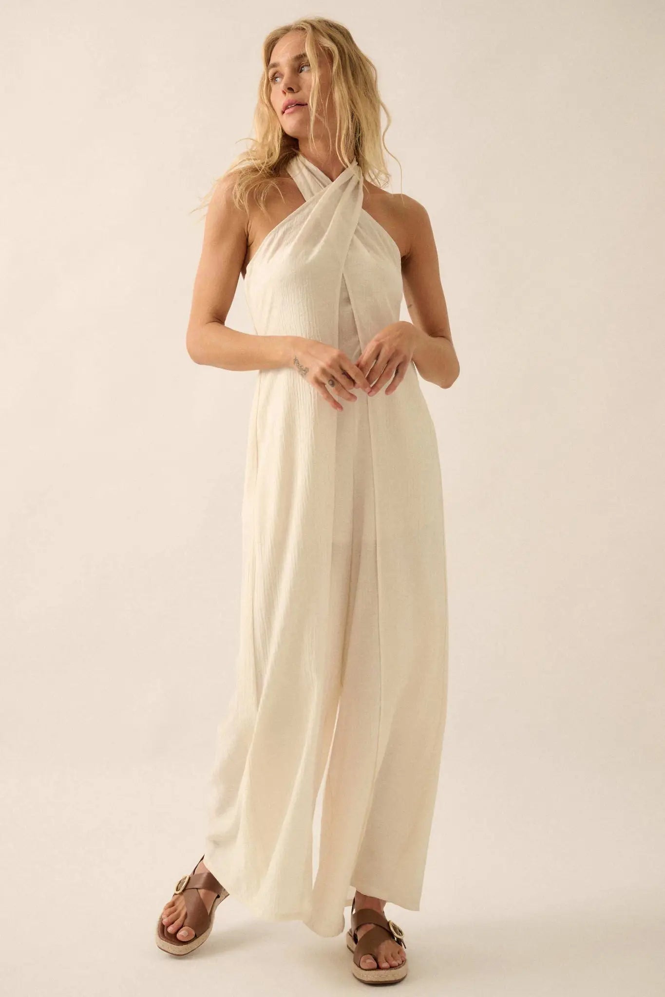 Peaceful Days Tonal-Stripe Two-Way Tulip Jumpsuit