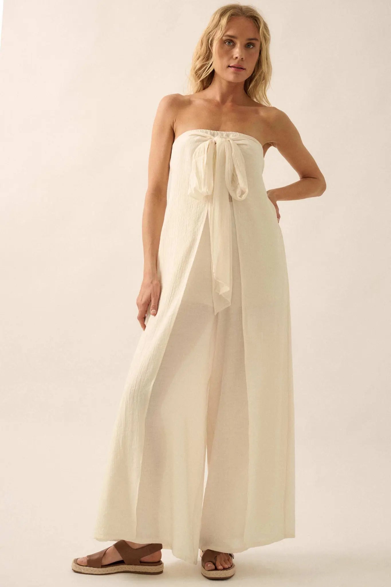 Peaceful Days Tonal-Stripe Two-Way Tulip Jumpsuit