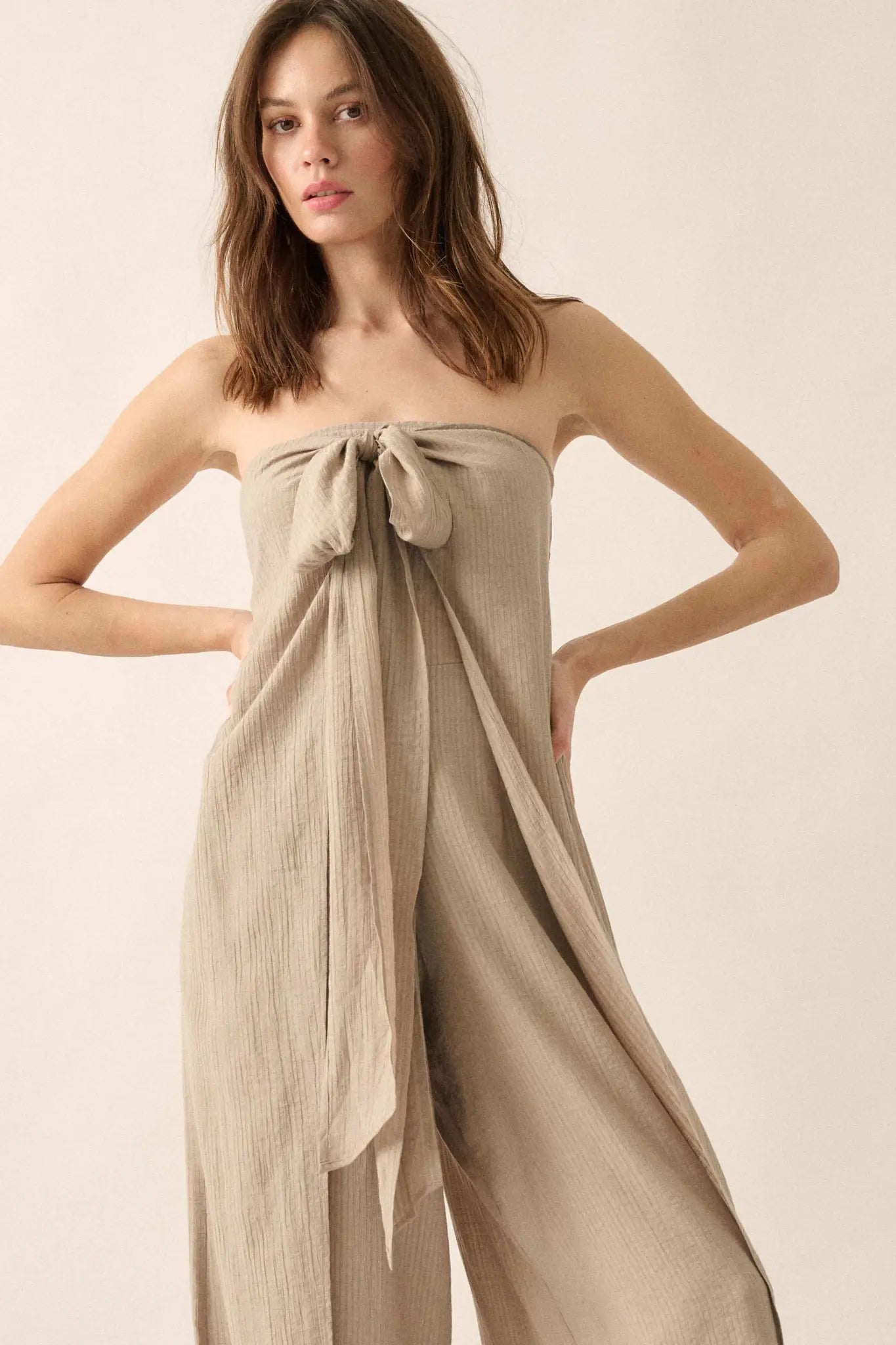 Peaceful Days Tonal-Stripe Two-Way Tulip Jumpsuit