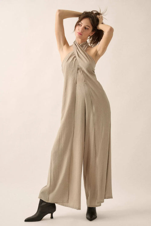 Peaceful Days Tonal-Stripe Two-Way Tulip Jumpsuit
