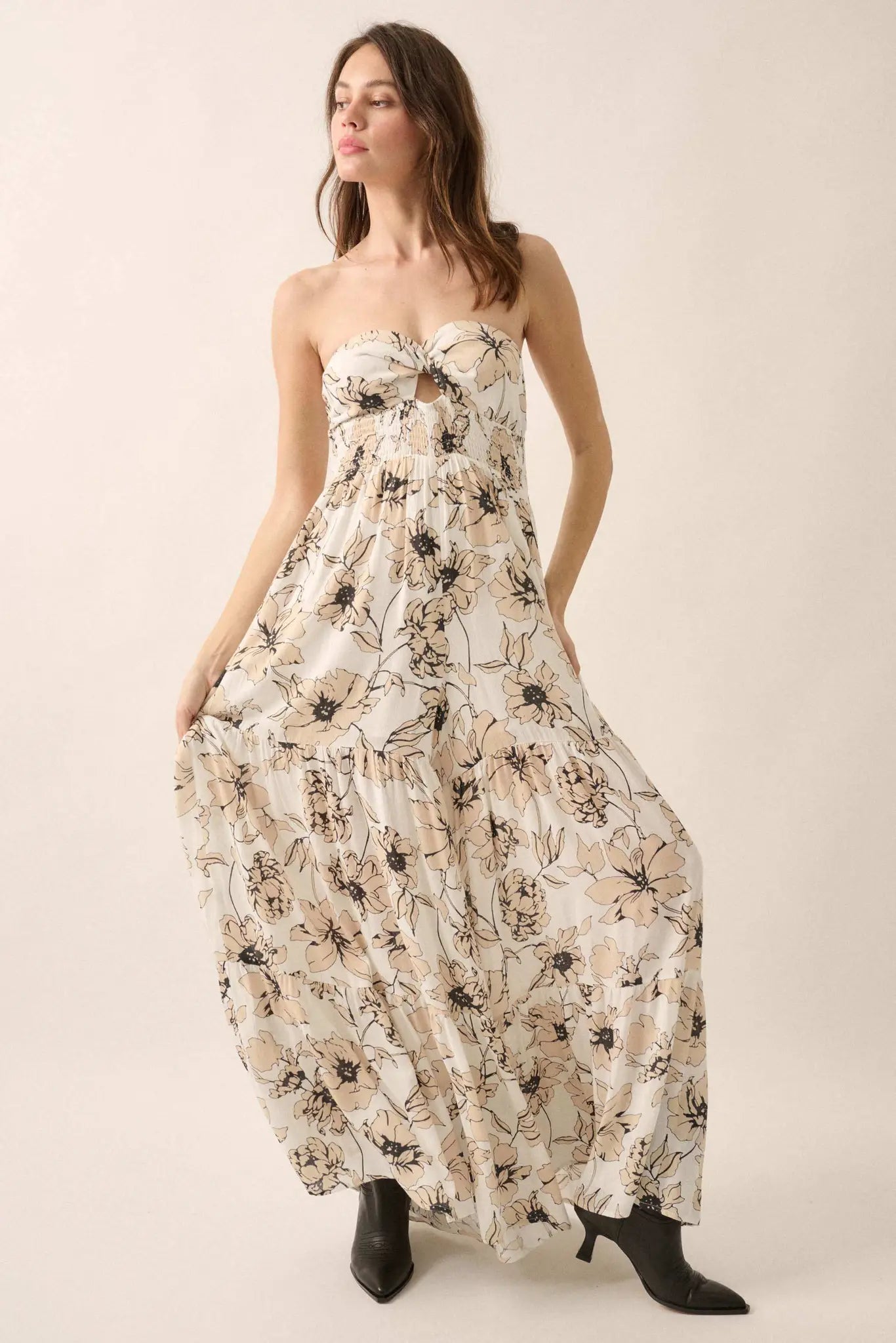Fresh Winds Floral Crepe Tiered Wide-Leg Jumpsuit