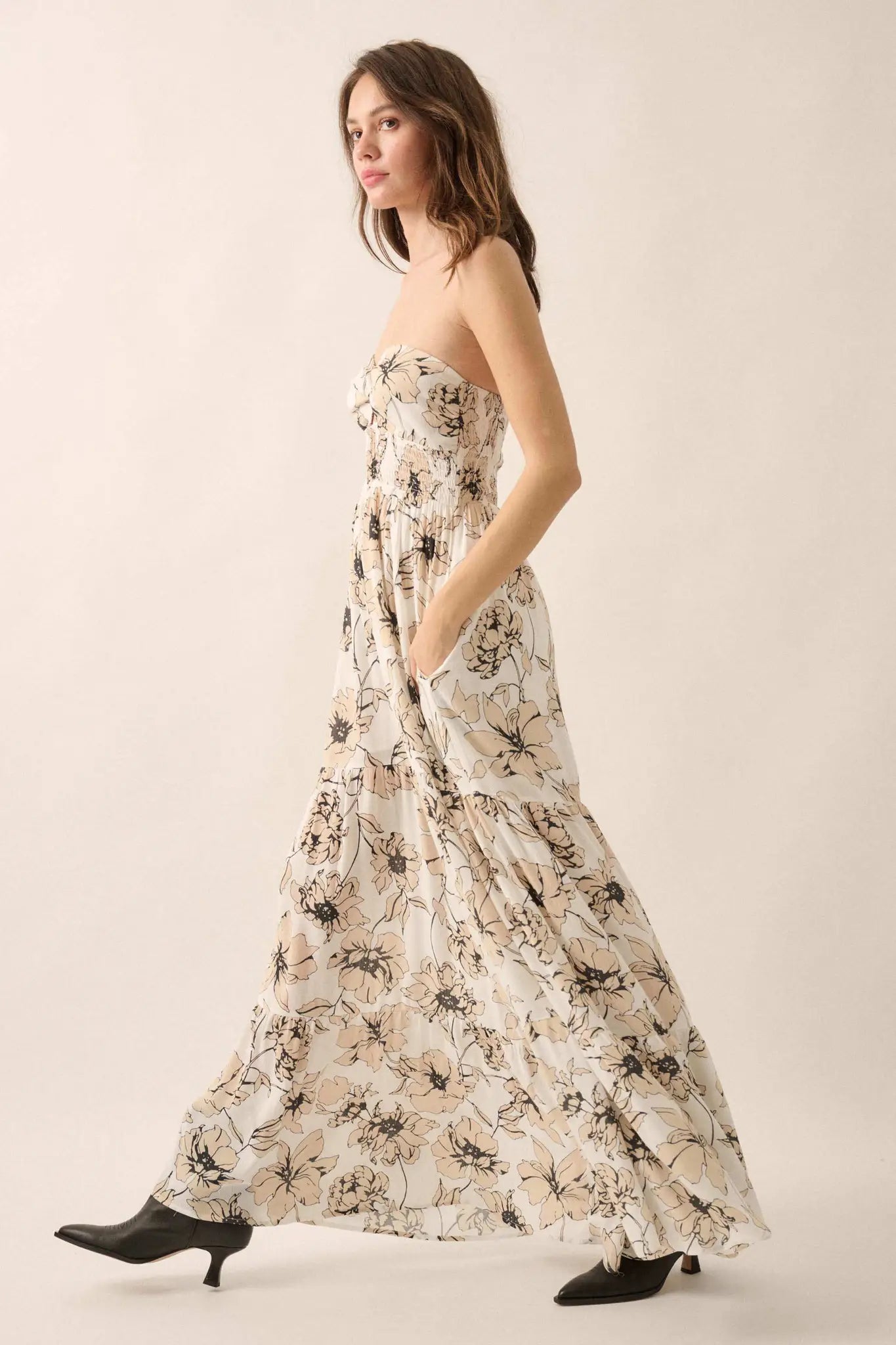 Fresh Winds Floral Crepe Tiered Wide-Leg Jumpsuit