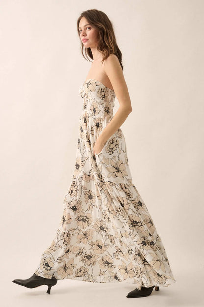 Fresh Winds Floral Crepe Tiered Wide-Leg Jumpsuit