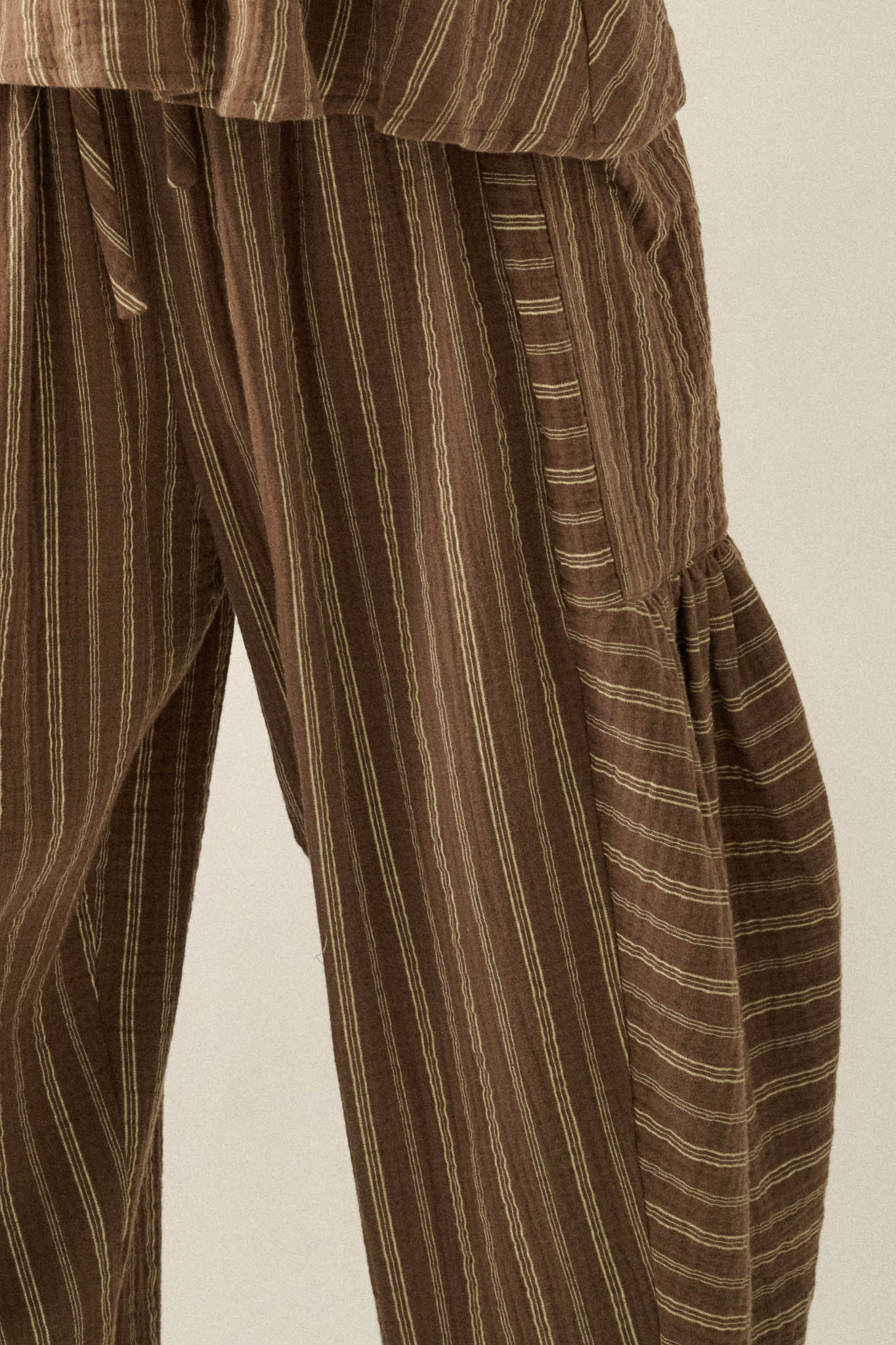 Line in the Sand Striped Cotton Barrel Pants