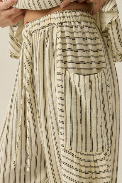 Line in the Sand Striped Cotton Barrel Pants