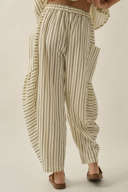 Line in the Sand Striped Cotton Barrel Pants