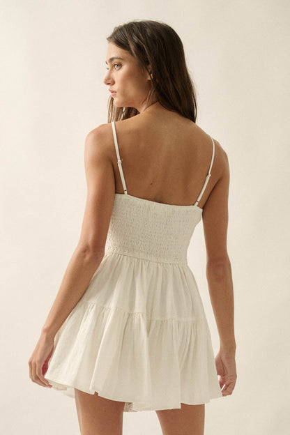 Embroidered Garden Cotton Tiered Ruffle Romper