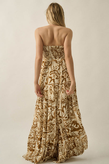 Nomad Days Abstract Floral-Print Strapless Jumpsuit