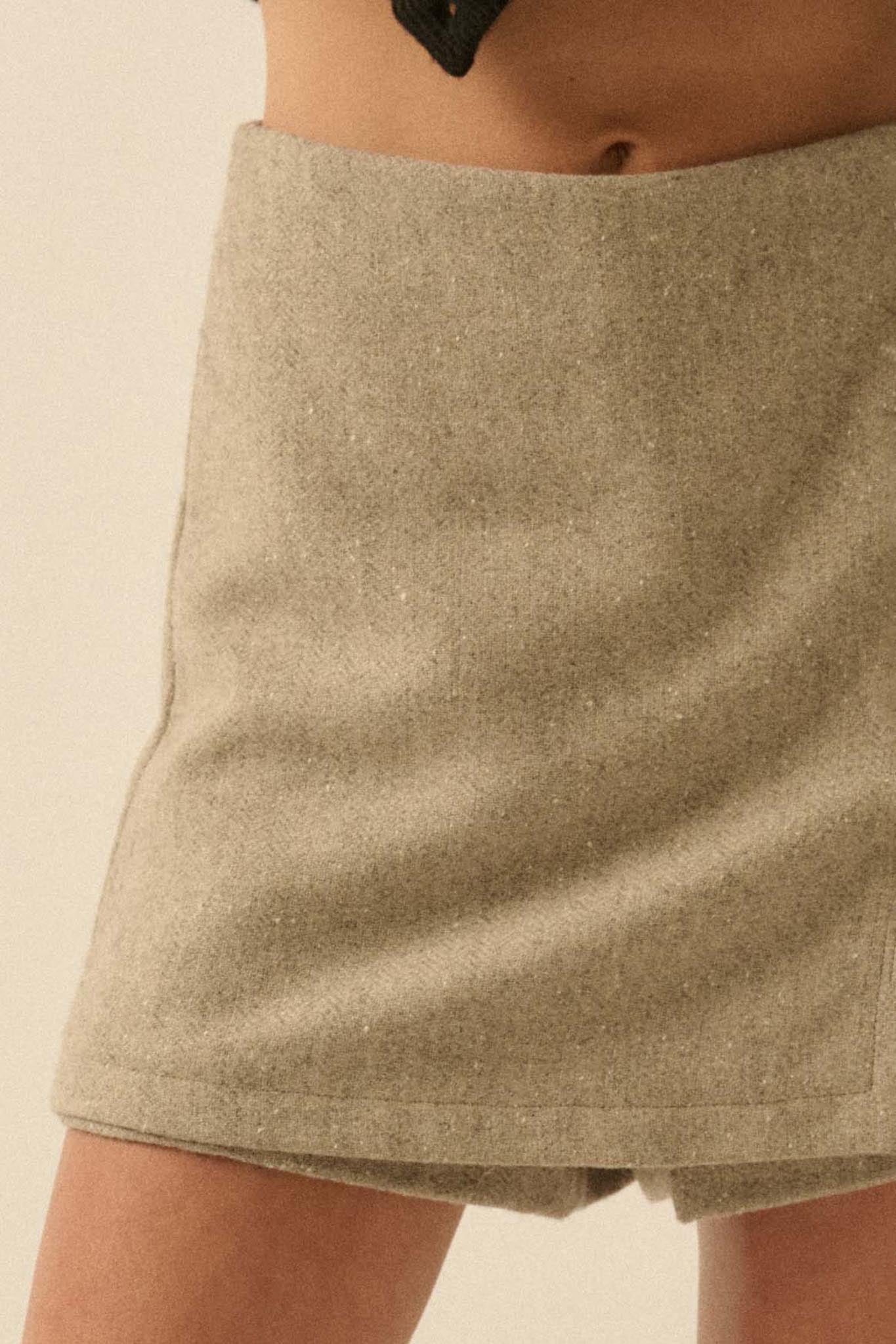 Posh Life Herringbone Tweed Mini Skort