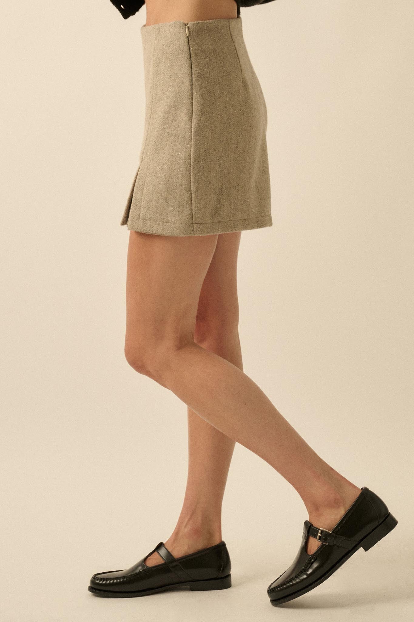 Posh Life Herringbone Tweed Mini Skort