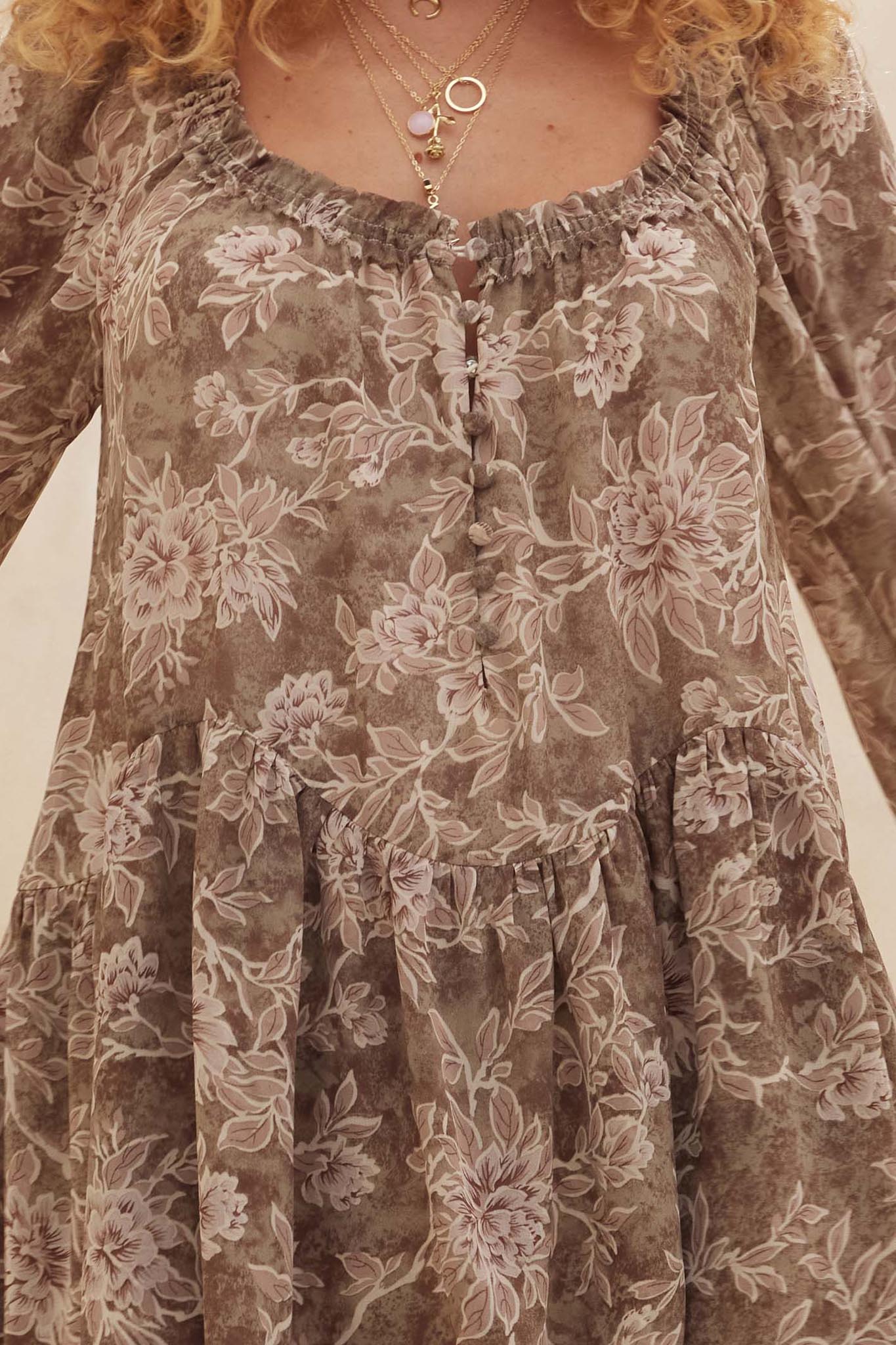 Cherished Memory Floral Chiffon Babydoll Romper