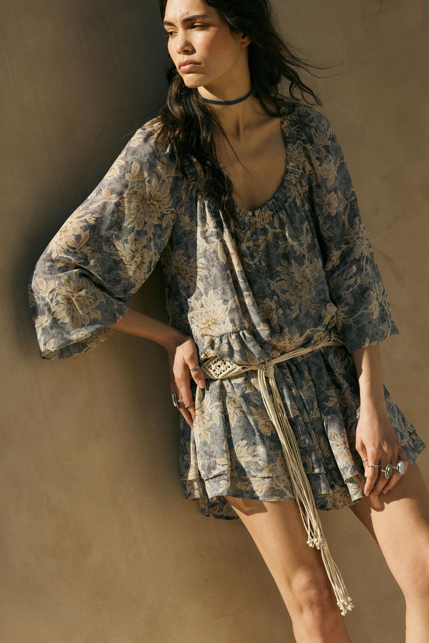 Cherished Memory Floral Chiffon Babydoll Romper