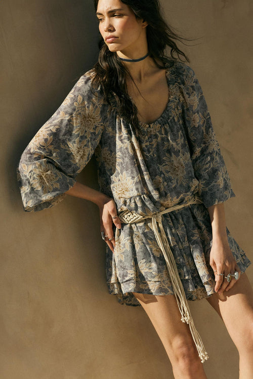 Cherished Memory Floral Chiffon Babydoll Romper