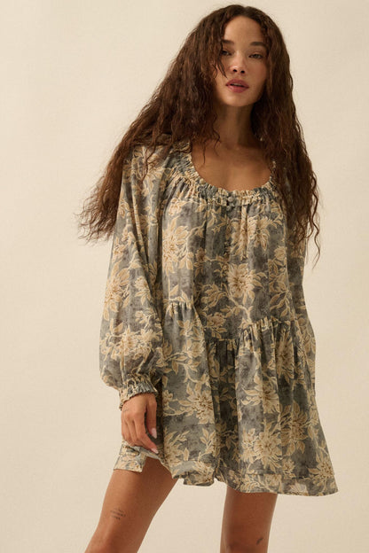 Cherished Memory Floral Chiffon Babydoll Romper
