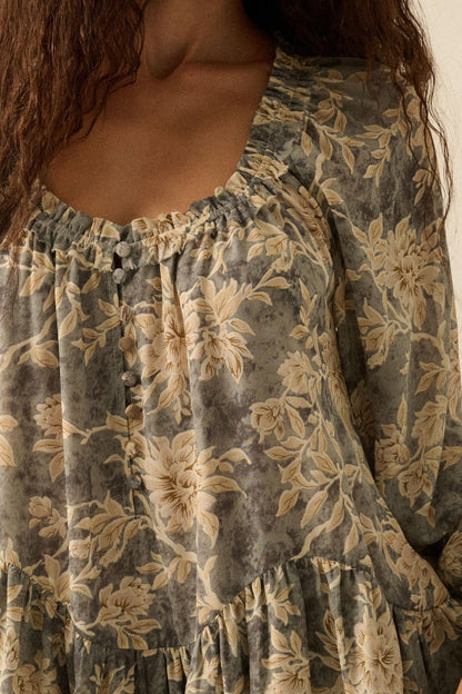 Cherished Memory Floral Chiffon Babydoll Romper