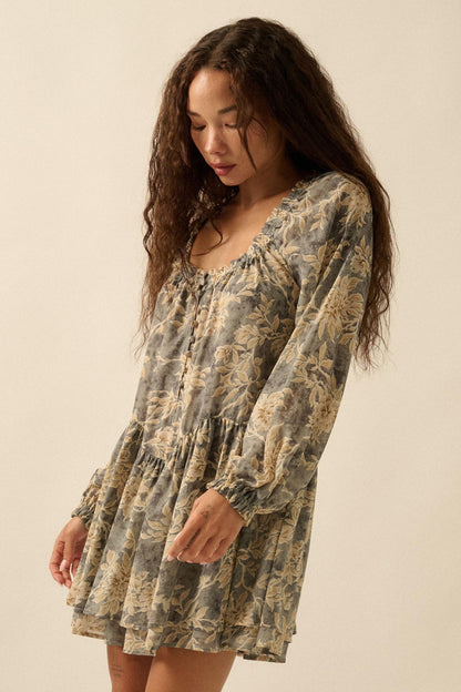 Cherished Memory Floral Chiffon Babydoll Romper