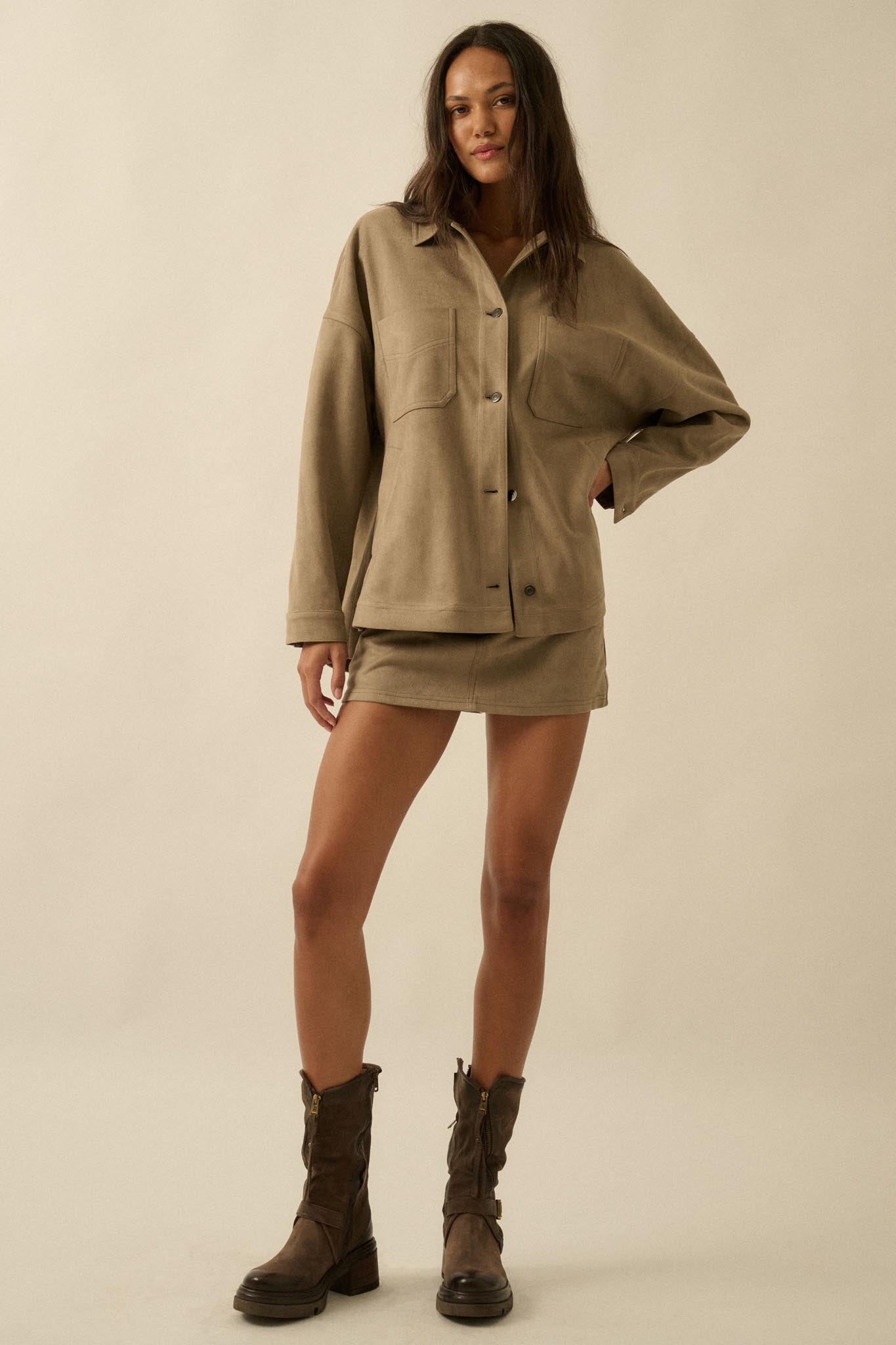 Soft Touch Vegan Suede Mini Skort