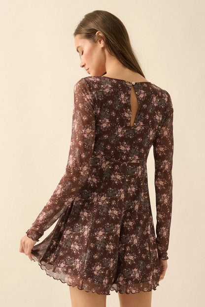 Flowering Fields Floral-Print Mesh V-Neck Romper