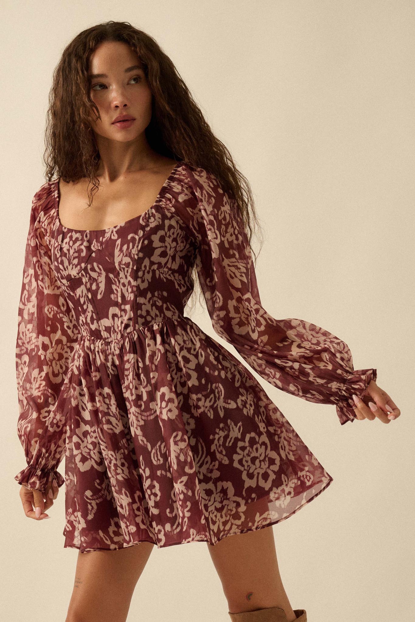 Grow in Grace Floral Organza Corset Romper Dress