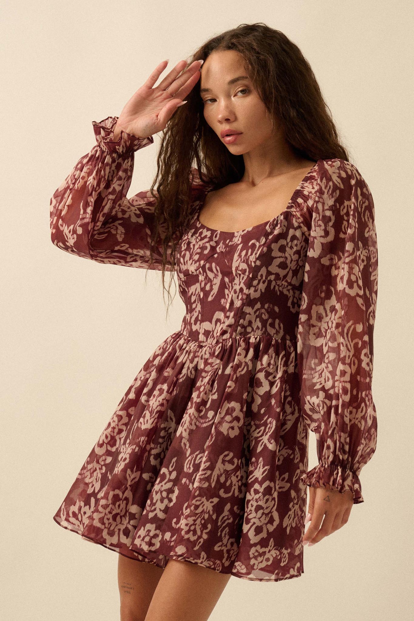 Grow in Grace Floral Organza Corset Romper Dress
