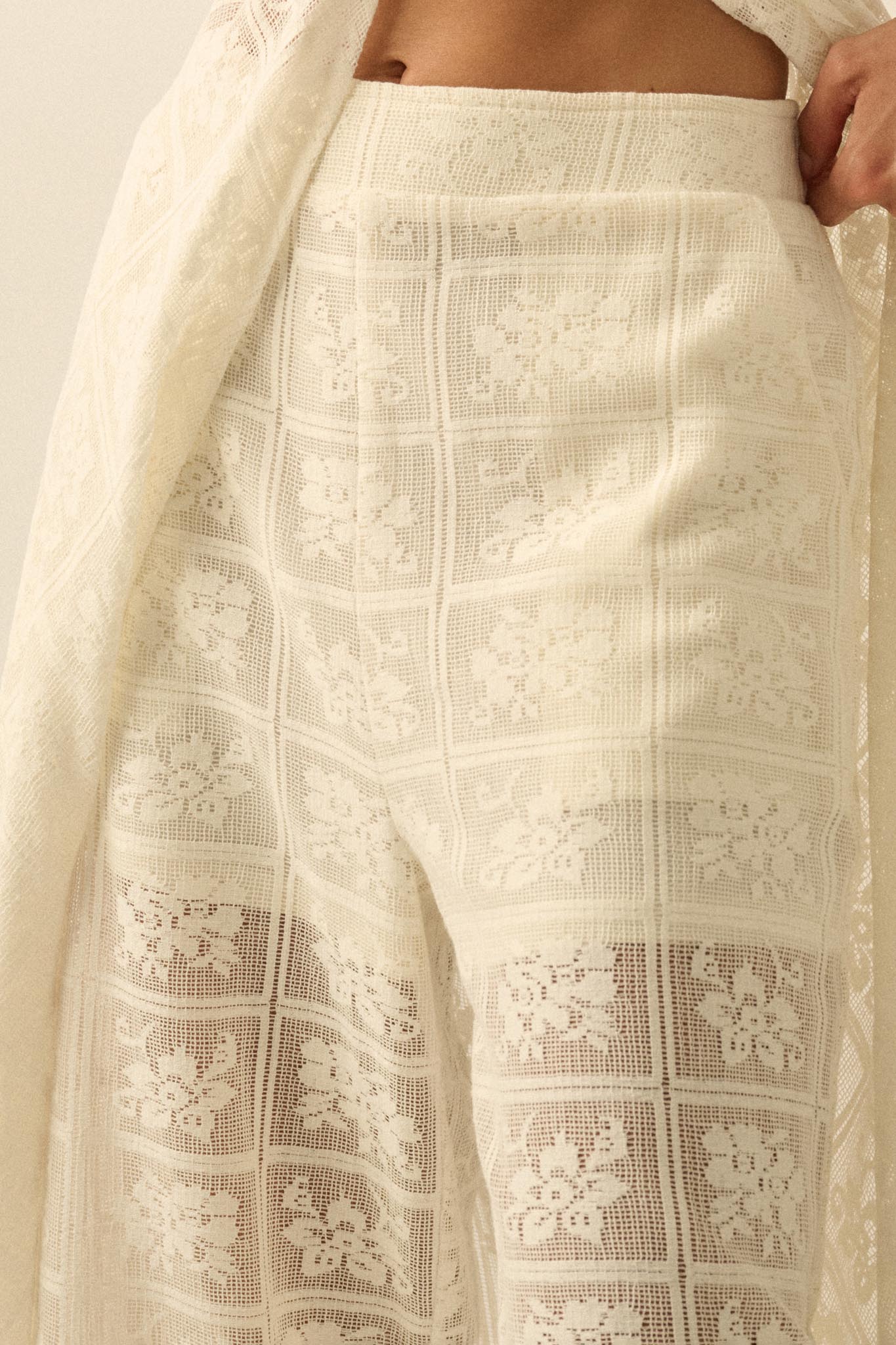 Body and Soul Floral Lace Wide-Leg Pocket Pants