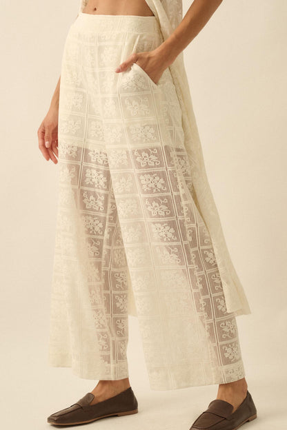 Body and Soul Floral Lace Wide-Leg Pocket Pants