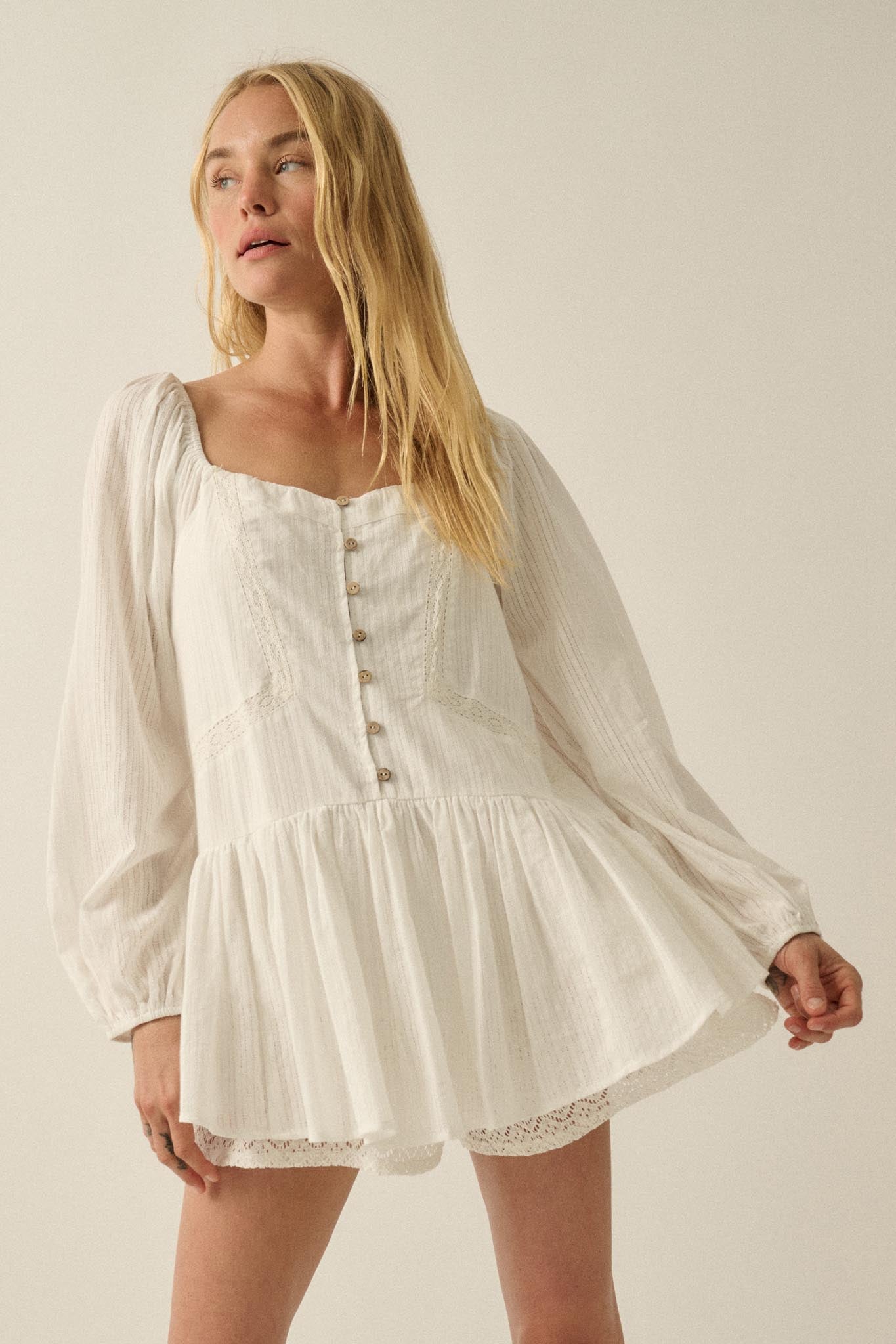 Perfectly Pretty Tonal-Stripe Babydoll Romper