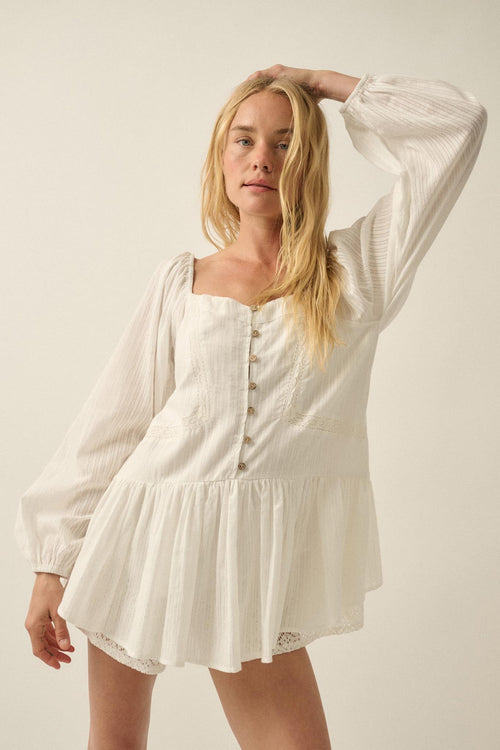 Perfectly Pretty Tonal-Stripe Babydoll Romper