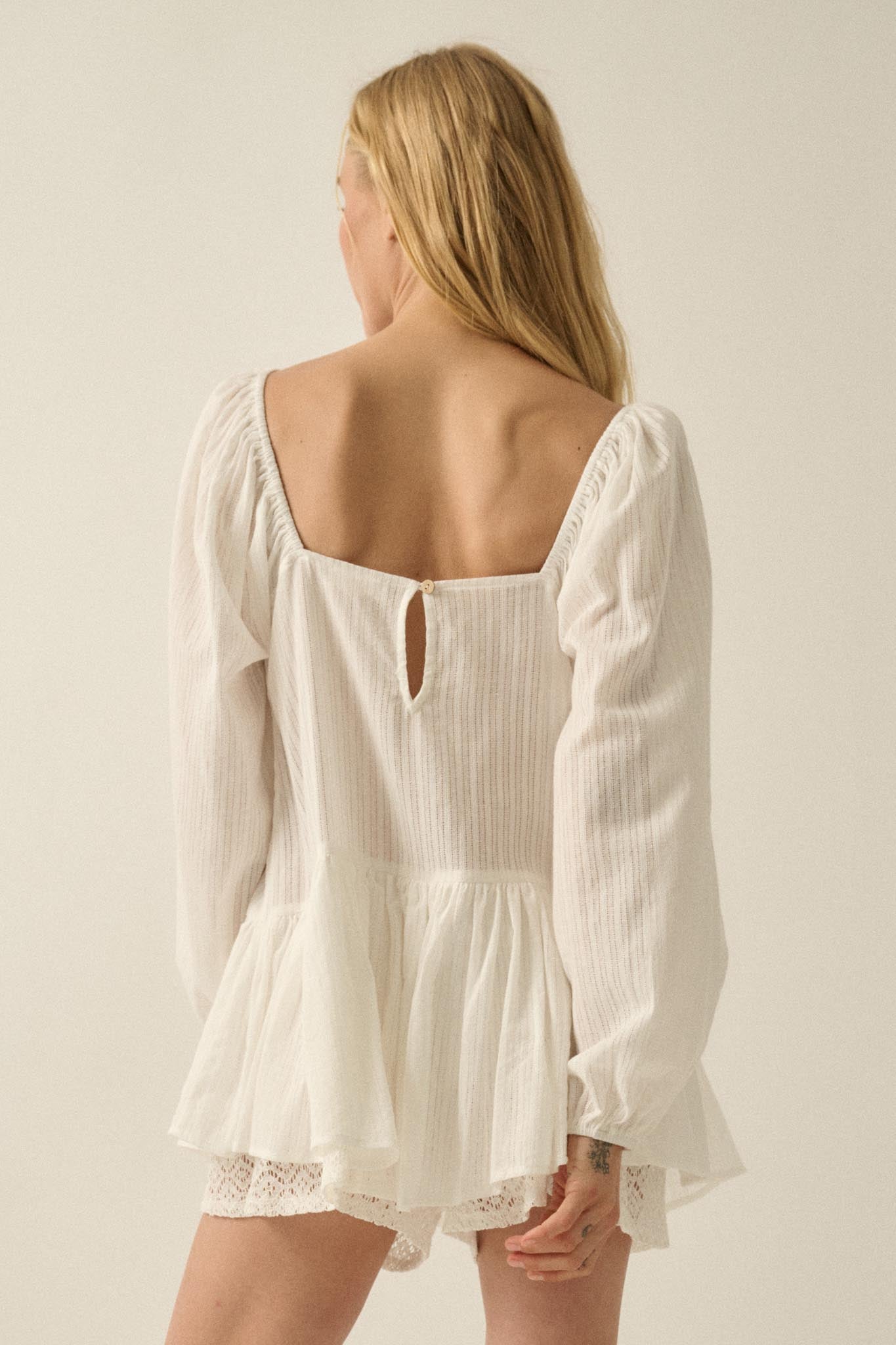 Perfectly Pretty Tonal-Stripe Babydoll Romper
