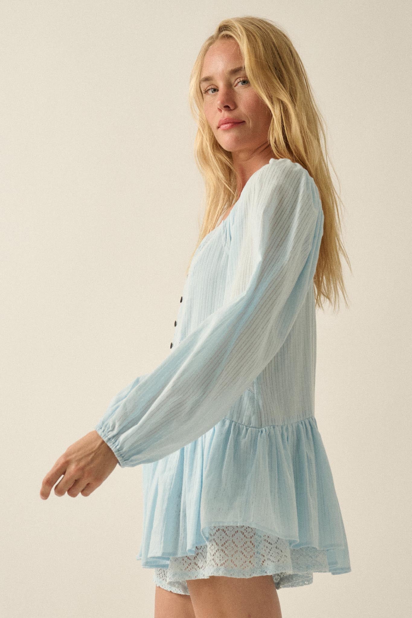 Perfectly Pretty Tonal-Stripe Babydoll Romper