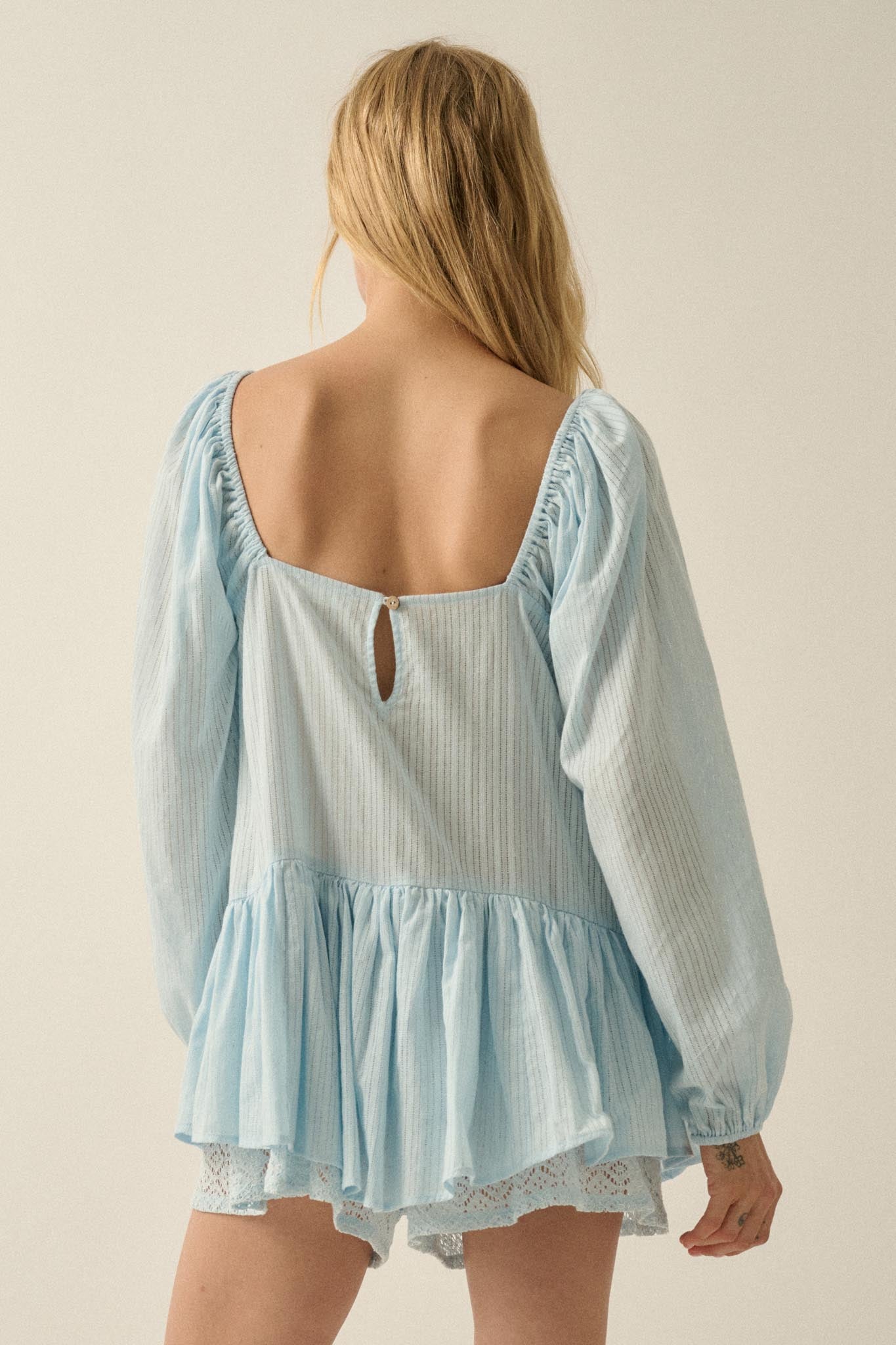 Perfectly Pretty Tonal-Stripe Babydoll Romper