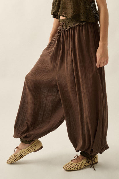Break Free Cotton Gauze Drawstring Balloon Pants