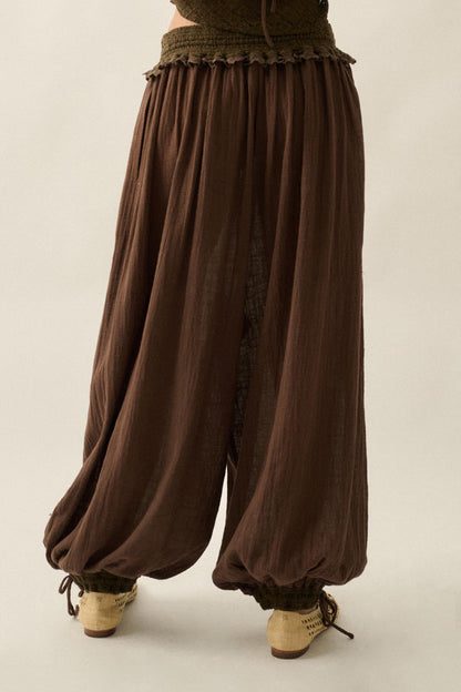 Break Free Cotton Gauze Drawstring Balloon Pants