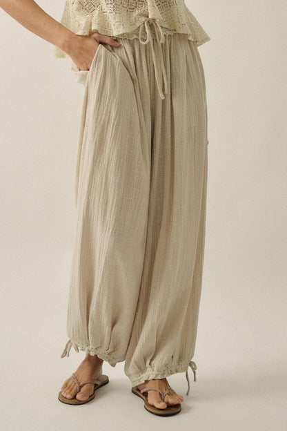 Break Free Cotton Gauze Drawstring Balloon Pants