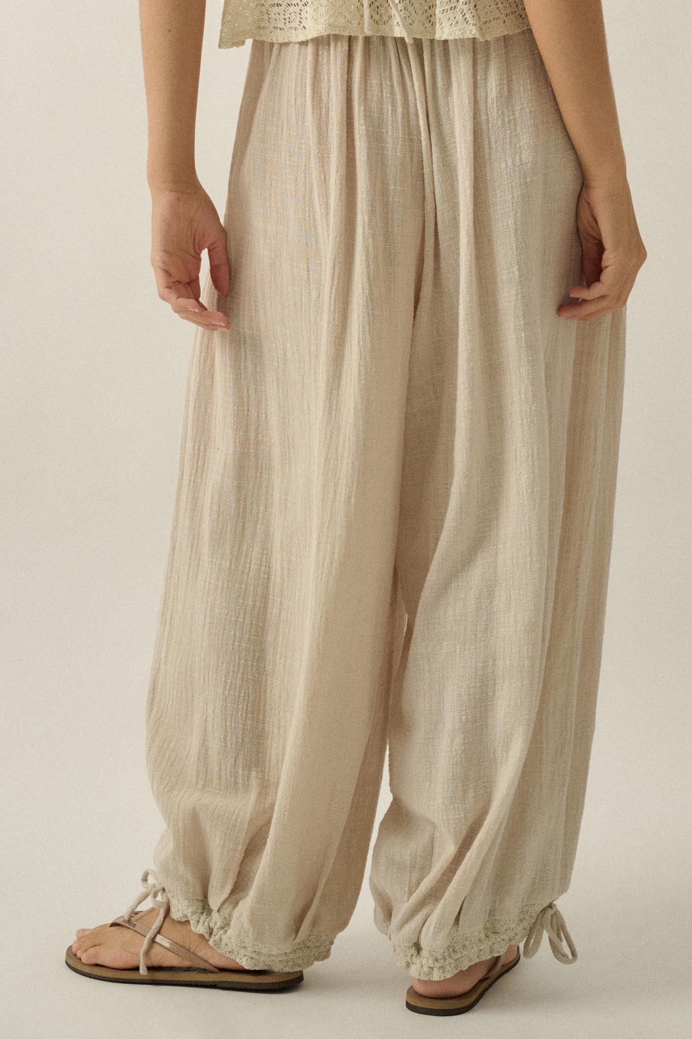 Break Free Cotton Gauze Drawstring Balloon Pants