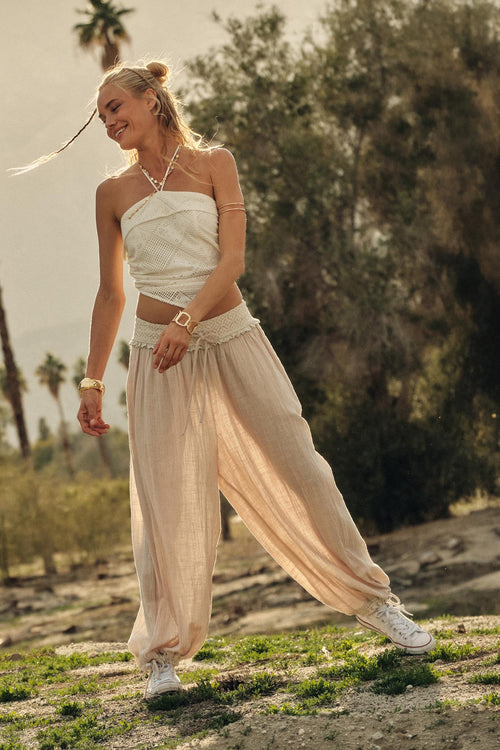 Break Free Cotton Gauze Drawstring Balloon Pants