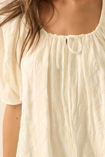 Flirt Alert Floral-Embroidered Babydoll Romper