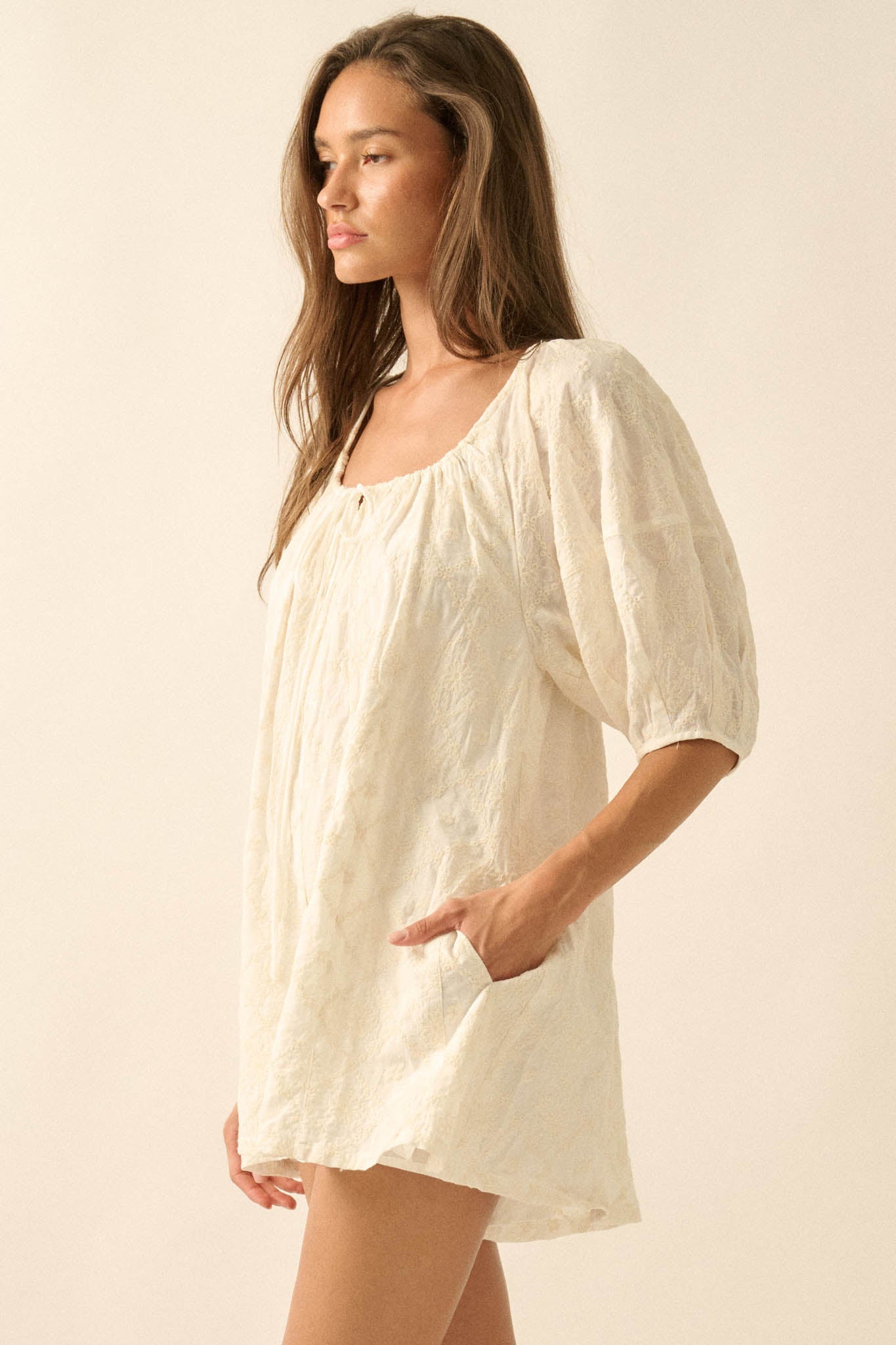 Flirt Alert Floral-Embroidered Babydoll Romper