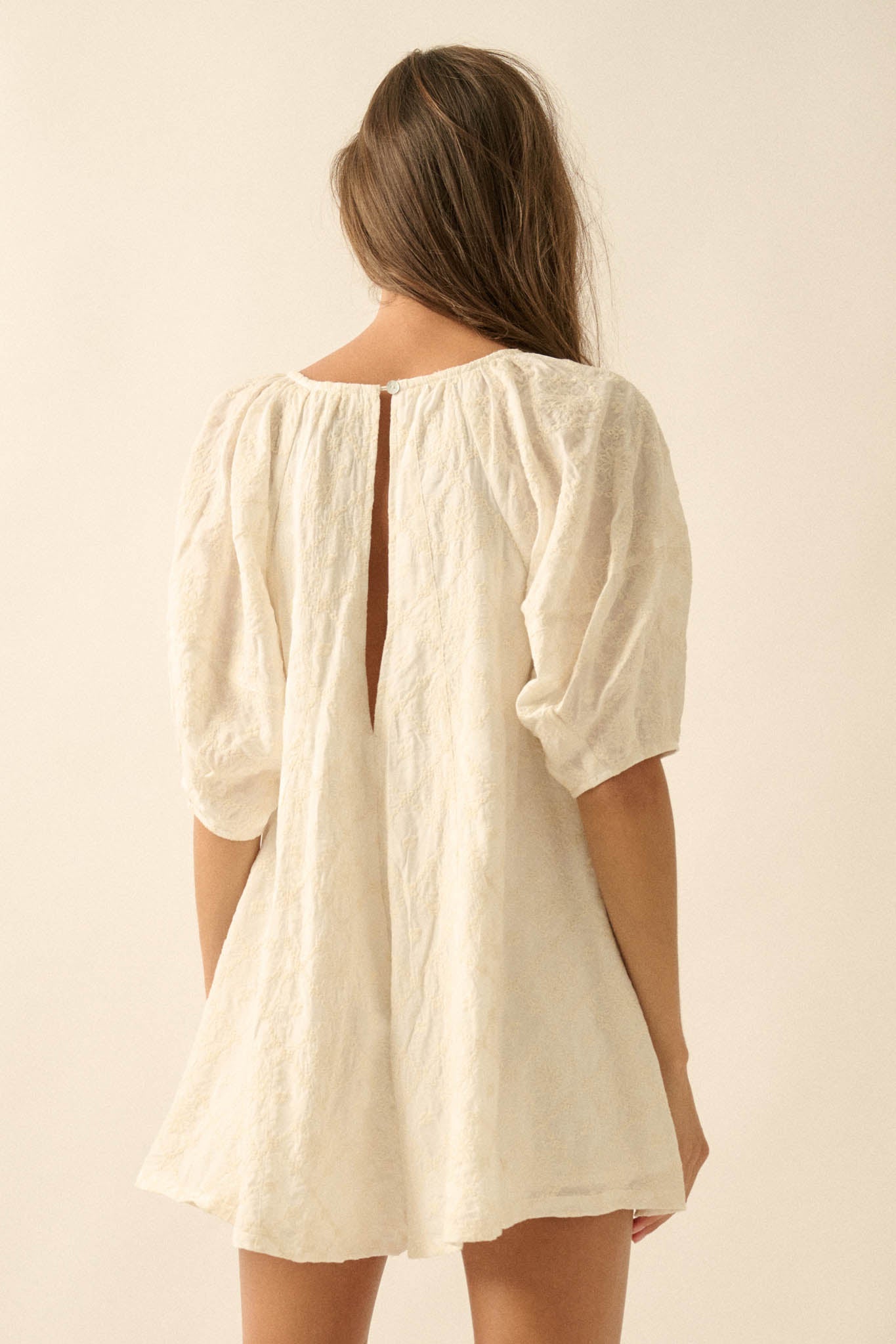 Flirt Alert Floral-Embroidered Babydoll Romper