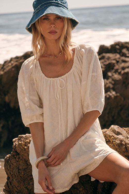 Flirt Alert Floral-Embroidered Babydoll Romper