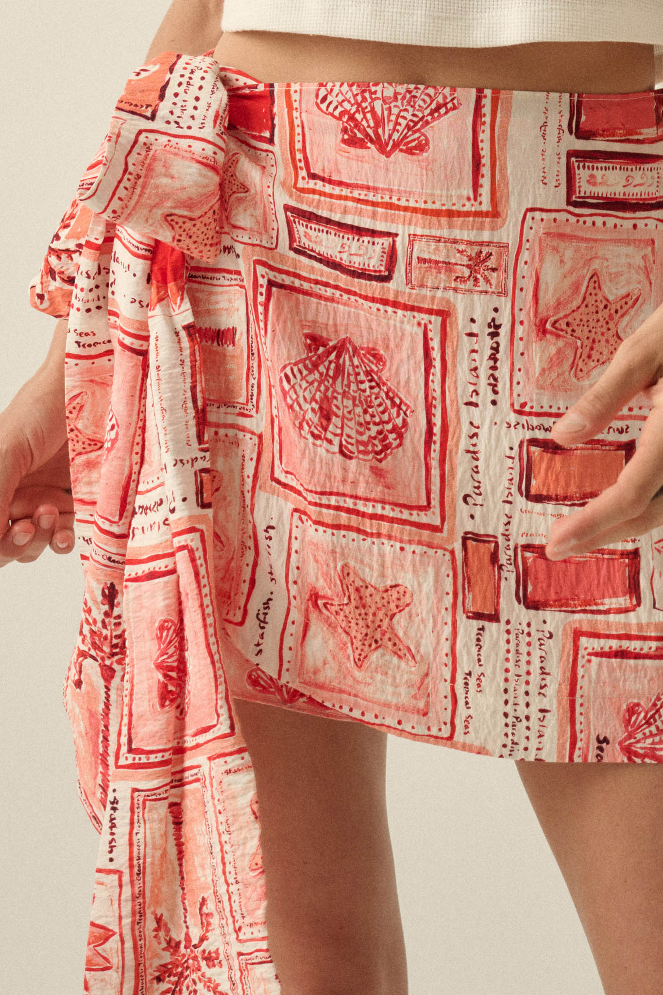 Lost in Paradise Tropical-Print Wrap Mini Skort