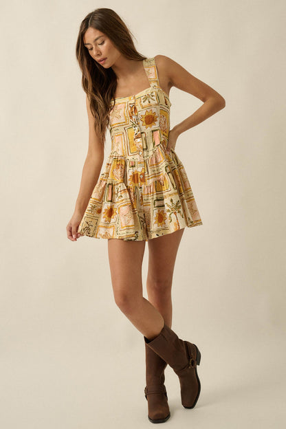 Paradise Bound Tropical-Print Tiered Ruffle Romper